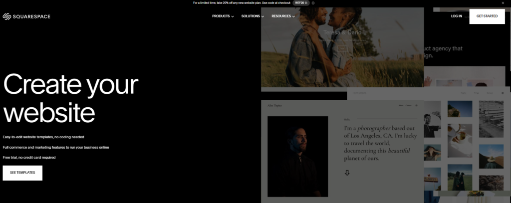 Squarespace home page
